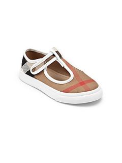 Burberry Toddlers Check T Strap Shoes   Classic Check White