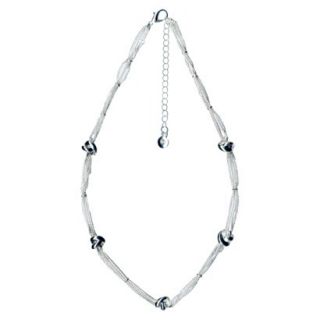 Womens Multi Row Chain Necklace with Knot Shaped Stations   Silver
