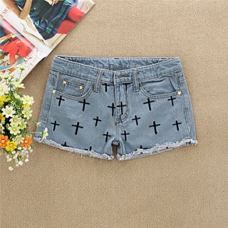 E Shop 2014 Summer Slim Hemming Fold Cross Short Jeans(Gray)