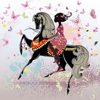 YOUKE Simple Modern Equestrian Fairy Frameless Bedroom Mural(Screen Color) 3030