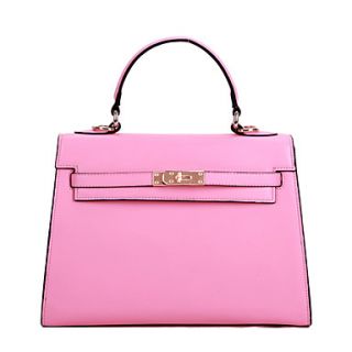 Global Freeman Womens Simple Fashion Free Man Solid Color Leather Tote(Pink)