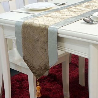 Classical Silver Satin Faux Suede Table Runner