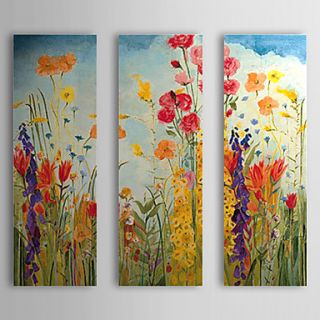 Hand Painted Oil Painting Floral with Stretched Frame Set of 3 1309C FL0834