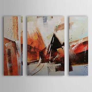 Hand Painted Oil Painting Abstract with Stretched Frame Set of 3 1310 AB1066