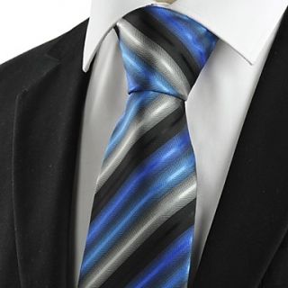 Tie New Striped Blue Grey Black Mens Tie Necktie Wedding Party Holiday Gift