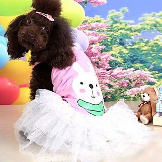 Petary Pets Cute Cartoon Pattern Cotton Mesh Ball Gown Dress For Dog