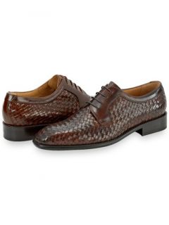 Paul Fredrick Mens Italian Woven Leather Oxford Shoe