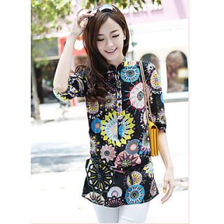 Yishabeier Printed Chiffon Unlined Upper Garment Cultivate OneS Morality Shirt(Screen Color)