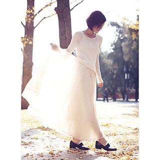 Yishabeier Fashion New Show Thin Gauze Dress(Almond)