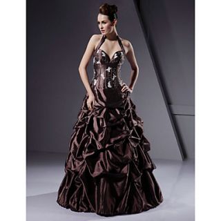 Ball Gown Halter Floor length Taffeta Prom/ Evening Dress