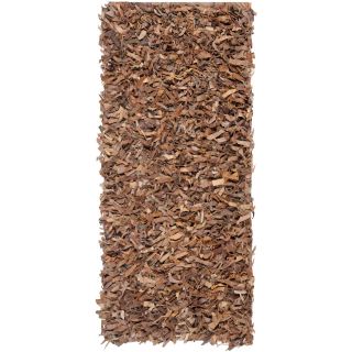 Safavieh Hand woven Leather Shag Brown Leather Rug (23 X 11)