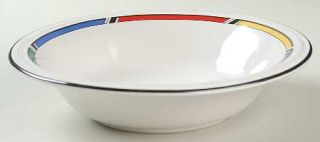 Studio Nova Color Rings Coupe Soup Bowl, Fine China Dinnerware   Red, Yellow, Bl