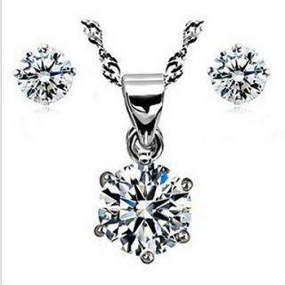 Pretty Alloy With Crystal Womens Jewelry Set Including Necklace,Earrings
