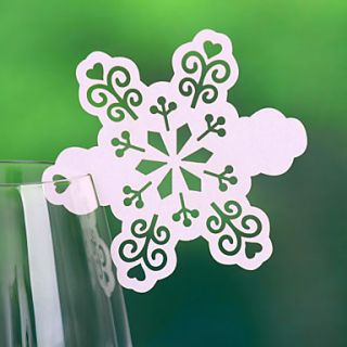 Snow Shaped Place Card For Wine Glass Card (Set of 12)