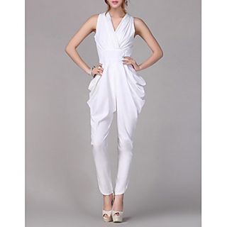 HAND Womens Solid Color Sleeveless Siamese Trousers