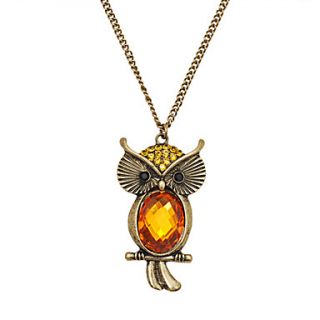 Vintage Orange Gemstone Owl Necklace