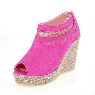 Beautiful Suede Wedge Heel Peep Toe Party / Evening Shoes (More Colors)