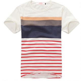 Lucassa Mens Trend Stripes Slim Short Sleeve T Shirt(Screen Color)