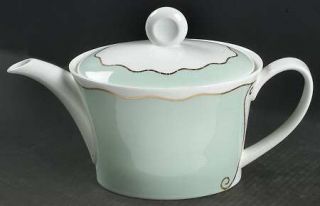 Royal Doulton Frivolous Green Teapot & Lid, Fine China Dinnerware   Fusion,Mint