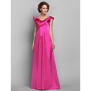 Sheath/Column Off the shoulder Floor length Satin And Chiffon Mother of the Bride Dress (618838)