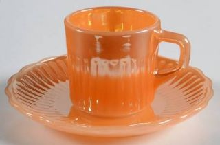 Anchor Hocking Peach Lustre Royal Demitasse Cup and Saucer Set   Peach/Orange Lu