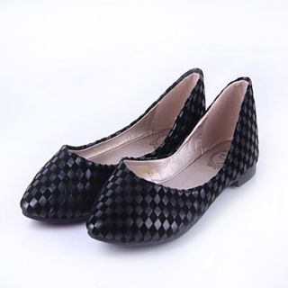 Womens Simple Contrast Color Quilted Printing Flat Shoes(Black)