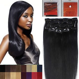 16Inch 10Pcs Remy Hair Clip In Straight Hair Extensions 100g More Dark Colors