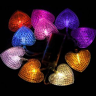 1.5M 10 Heads Seven Colors Heart LED String Light (Use battery)  Christmas Halloween Decoration