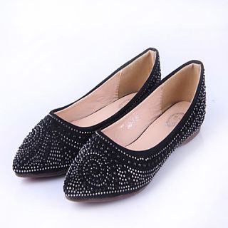 Womens Luxury Diamonade Solid Color Flat Shoes(Black)