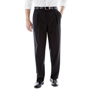 Stafford Travel Pleated Trousers, Black, Mens