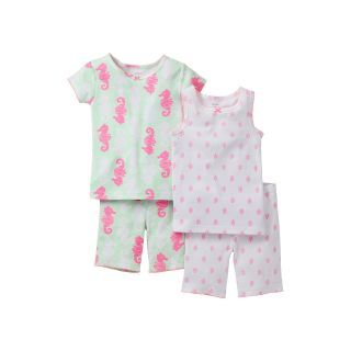 Carters 4 pc. Seahorse Pajamas   Girls 12m 24m, White, Girls