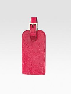 Graphic Image Leather Luggage Tag   Pink
