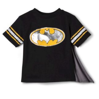 Batman Infant Toddler Boys Short Sleeve Tee w/ Cape   Black 18 M