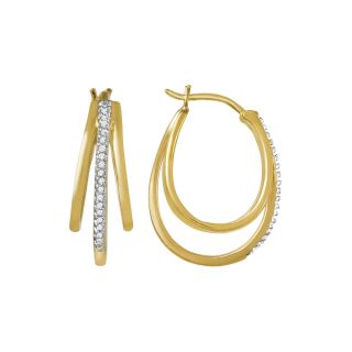 1/10 CT. T.W. Diamond 14K Yellow Gold Over Sterling Silver Triple Hoop Earrings,