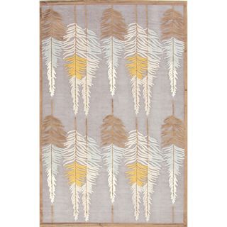 Transitional Floral Grey/ Brown Rug (5 X 76)