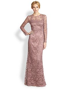 Dolce & Gabbana Long Sleeve Lace Gown/Rose   Rose