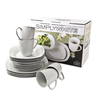 10 Strawberry Street Simply White 16 Piece Square Dinnerware Set   SM 1600SQ