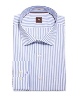 Long Sleeve Striped Poplin Shirt, Tarheel Blue