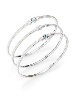London Blue Spinel, White Sapphire & Sterling Silver Bracelet Set  