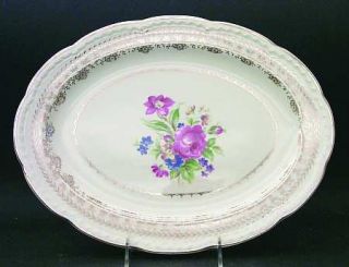 Stetson Stt1 13 Oval Serving Platter, Fine China Dinnerware   Floral Center, Go