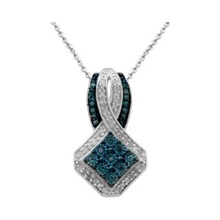 1/5 CT. T.W. Genuine White & Color Enhanced Blue Diamond Pendant, Womens