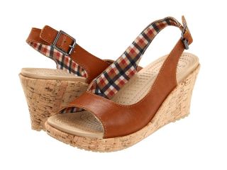 Crocs A Leigh Wedge Leather Womens Shoes (Brown)