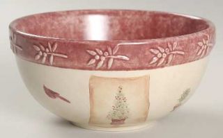 Sonoma Home Winter Fields Coupe Cereal Bowl, Fine China Dinnerware   Red Border,