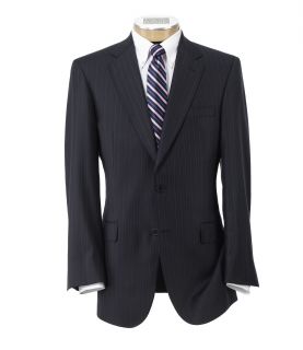 Signature Gold 2 Button Wool Suit  Navy with Blue/Plum Stripe JoS. A. Bank Mens