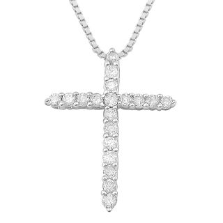 CT. T.W. Diamond Cross Sterling Silver Pendant, Womens