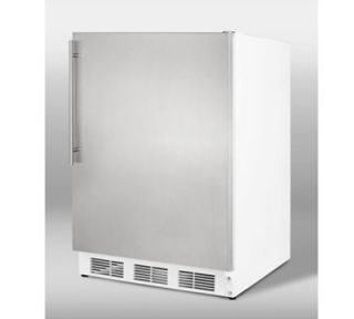 Summit Refrigeration Freestanding Refrigerator w/ Horizontal Handle & Auto Defrost, White/Stainless, 5.5 cu ft