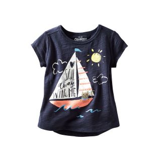 Oshkosh B gosh Short Sleeve Graphic Tee   Girls 2t 4t, Navy, Navy, Girls