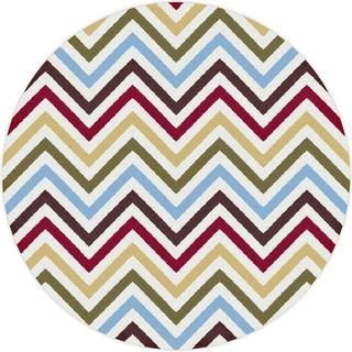 Metro 1015 Mutlicolored Contemporary Area Rug (710 Round) (MultiSecondary Colors Red, brown, white, yellow, green, bluePattern ChevronTip We recommend the use of a non skid pad to keep the rug in place on smooth surfaces.All rug sizes are approximate. 