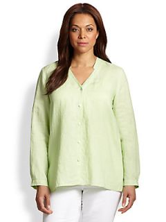 Eileen Fisher, Sizes 14 24 Linen Button Front Shirt   Pale Leaf