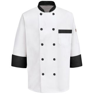 Chef Designs Garnish Chef Coat, Black/White